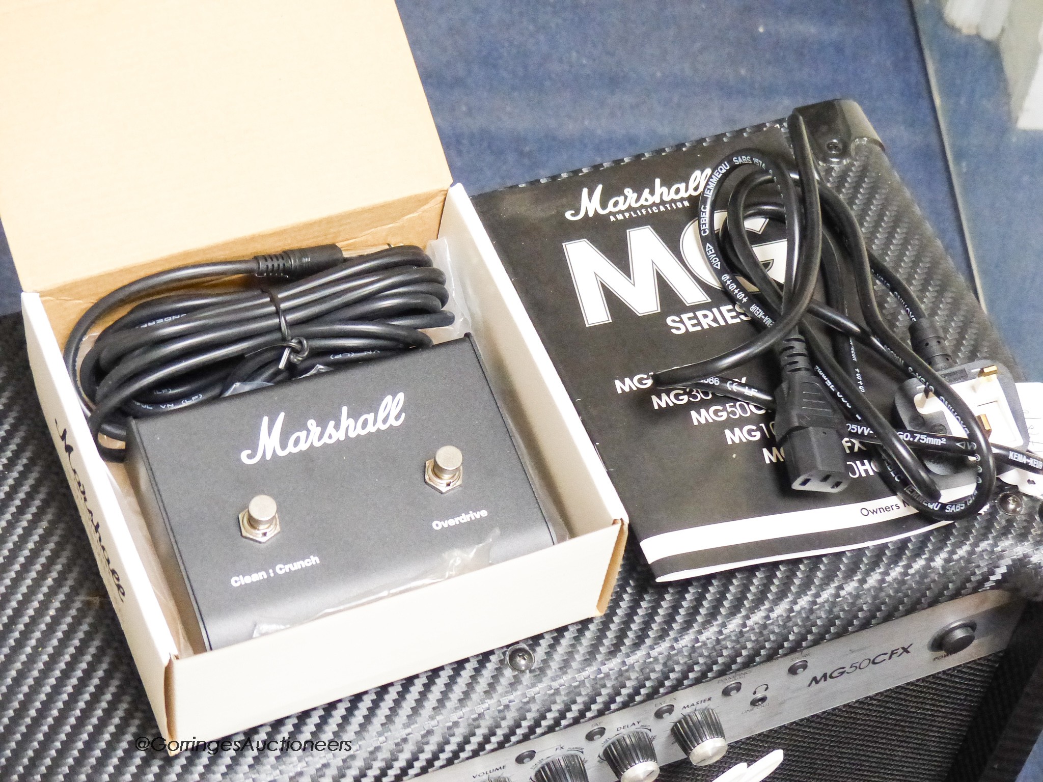 A Marshall MG50 CFX amp and footswitch